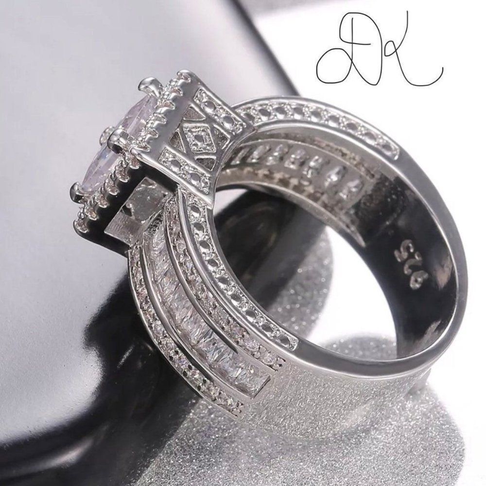 925 WEDDING RING BRIDAL RING ENGAGMENT RING - Picture 9 of 10